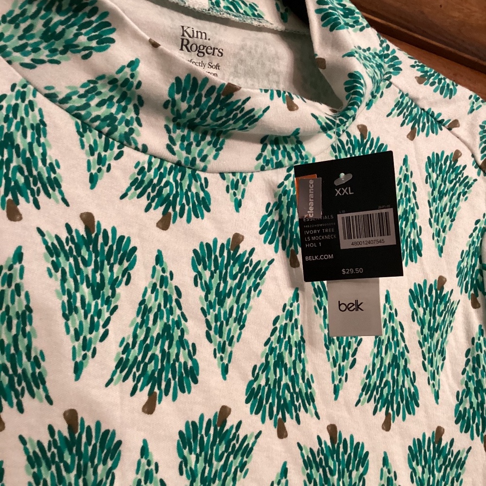 Kim Rogers mock turtleneck shirts.